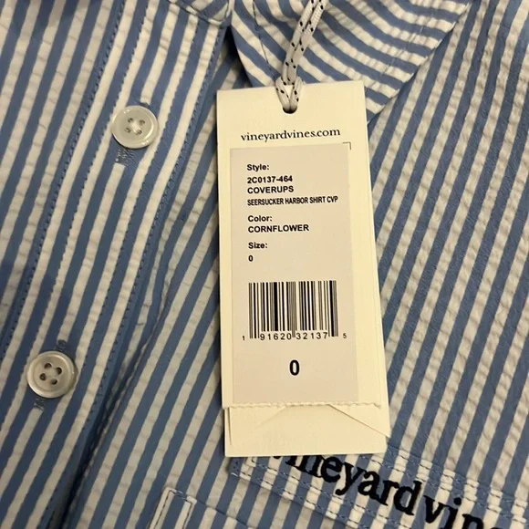 NWT VINEYARD VINES seersucker harbor shirt cover up size 0 - Picture 8 of 9